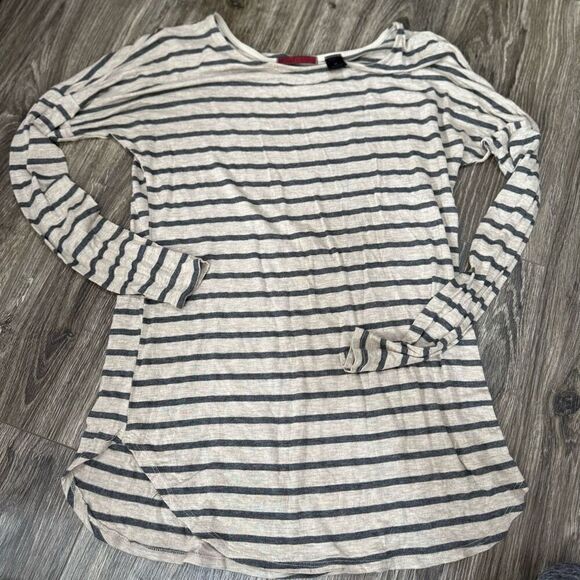 BKE Red Striped Long sleeve cream and Gray Shirt - Picture 1 of 4